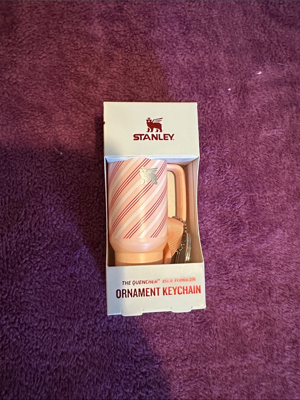 Stanley Pink and White Striped Ornament Keychain
